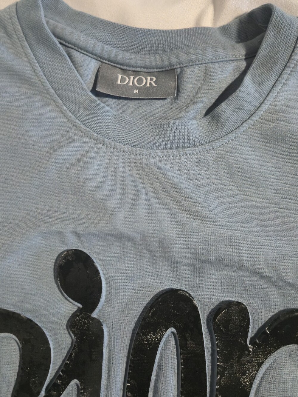 Dior Light Blue Tee with Black Logo - Picture 3 of 4